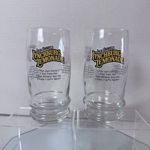 Jack Daniel's Drink Recipe Glasses Set Of 2 Tennessee Tea Down Home Punch EUC